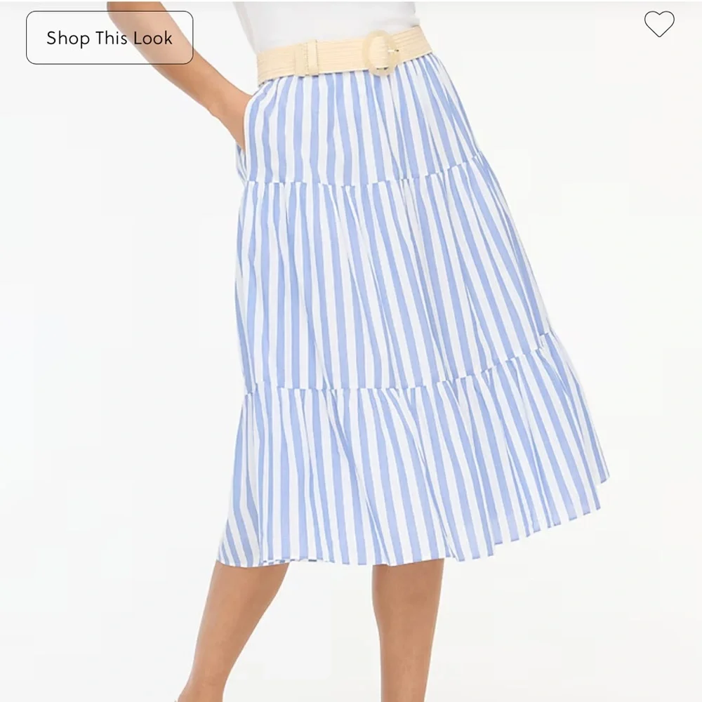 J. Crew Striped Blue and White Women's Skirt 2x NWT - Picture 2 of 9